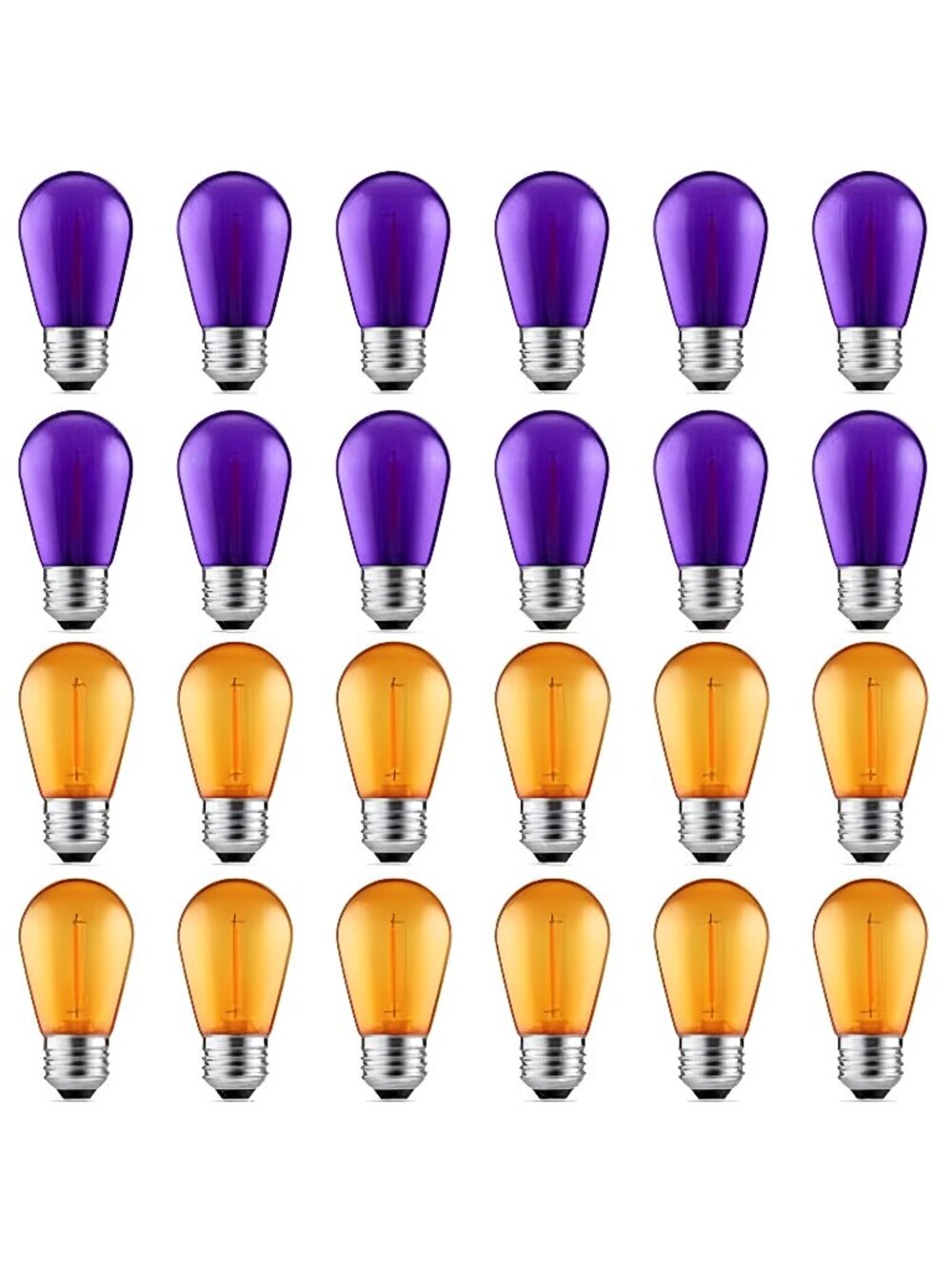 24 Pack S14 Purple and Orange Light Bulbs for Halloween Decoration